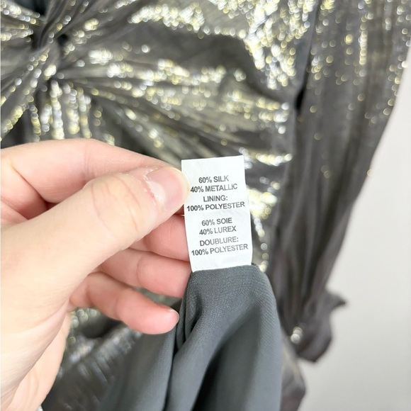 Ramy Brook Elise Metallic Party Silk Mini Dress in Platinum Sz 4 - Picture 8 of 10